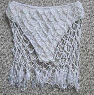 Fashion Nova White Crochet Knit Bikini Bottom Cover-Up with Fringe S M ONE PIECE